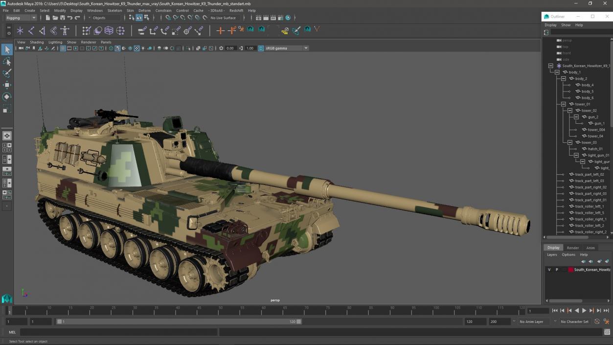 South Korean Howitzer K9 Thunder 2 3D model