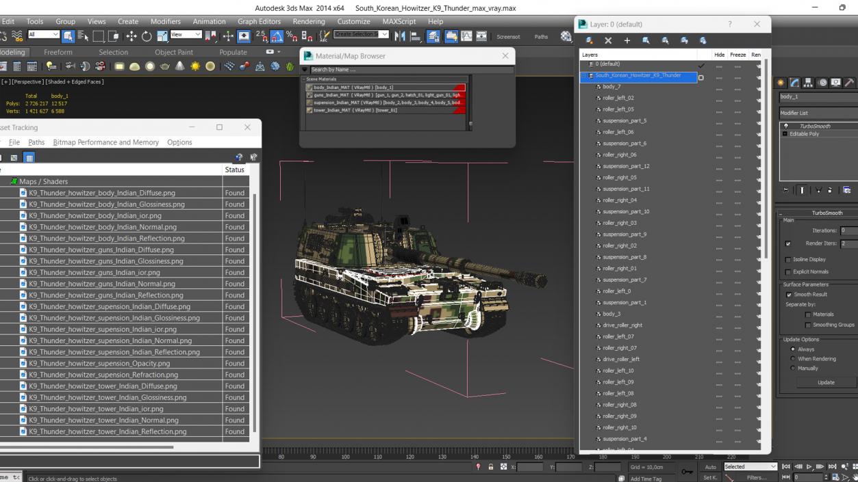 South Korean Howitzer K9 Thunder 2 3D model