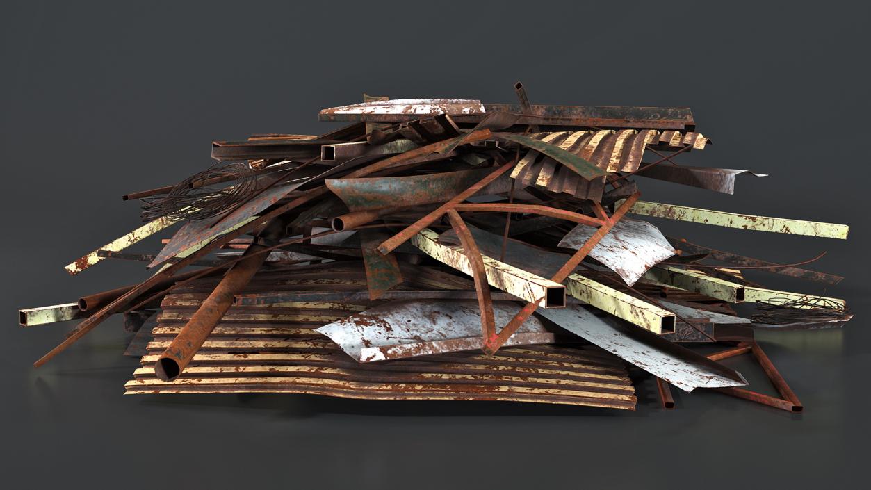 Pile of Twisted Metal and Debris 3D