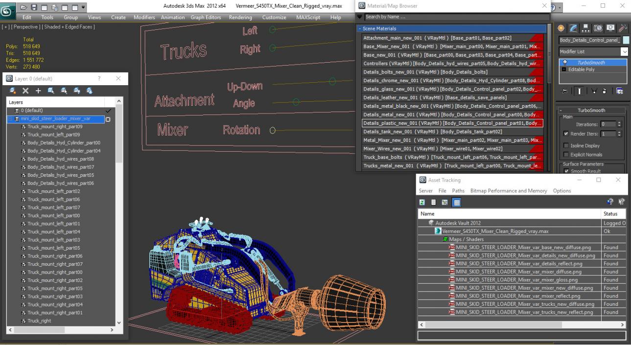 3D Vermeer S450TX Mixer Clean Rigged model