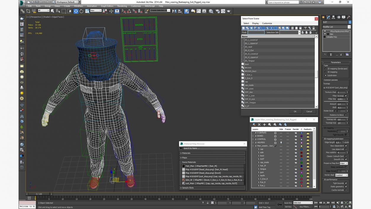 Man wearing Beekeeping Suit Rigged 3D model