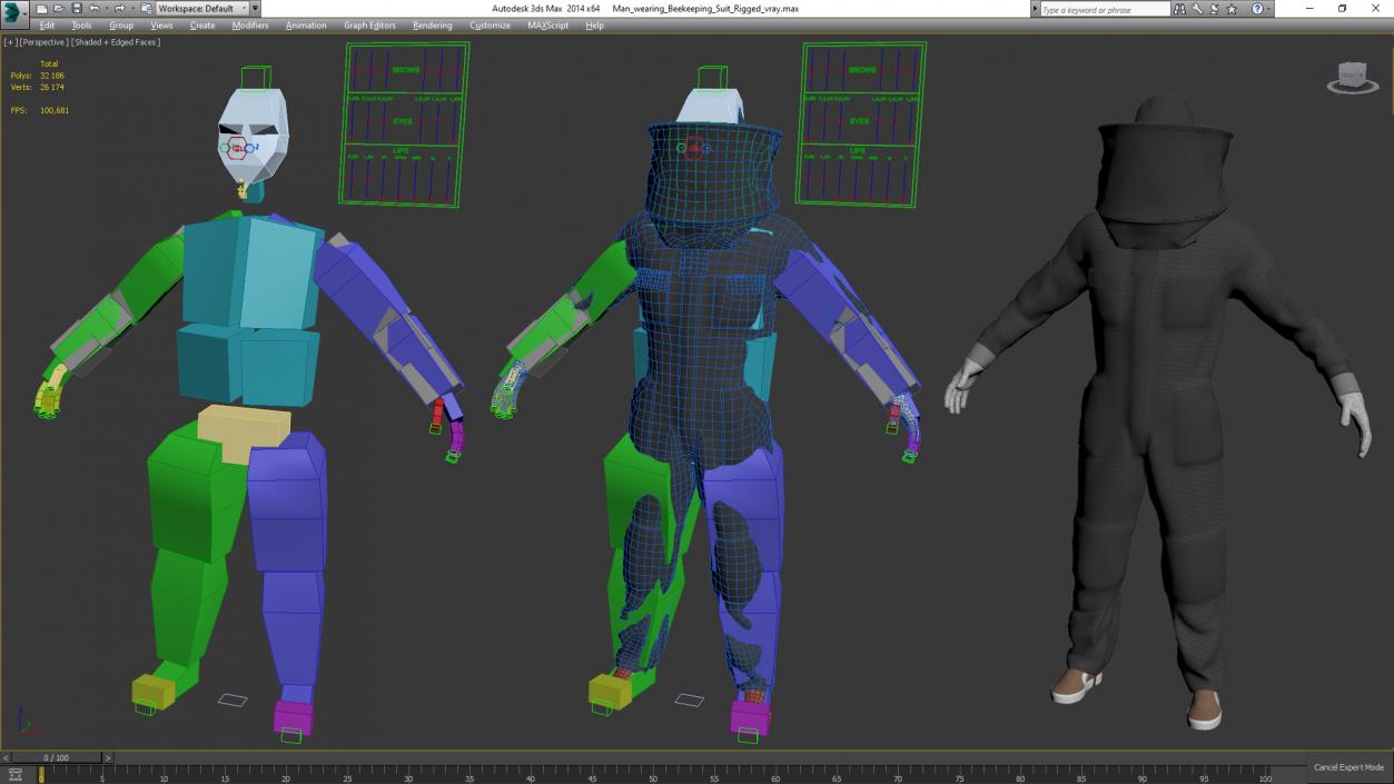 Man wearing Beekeeping Suit Rigged 3D model