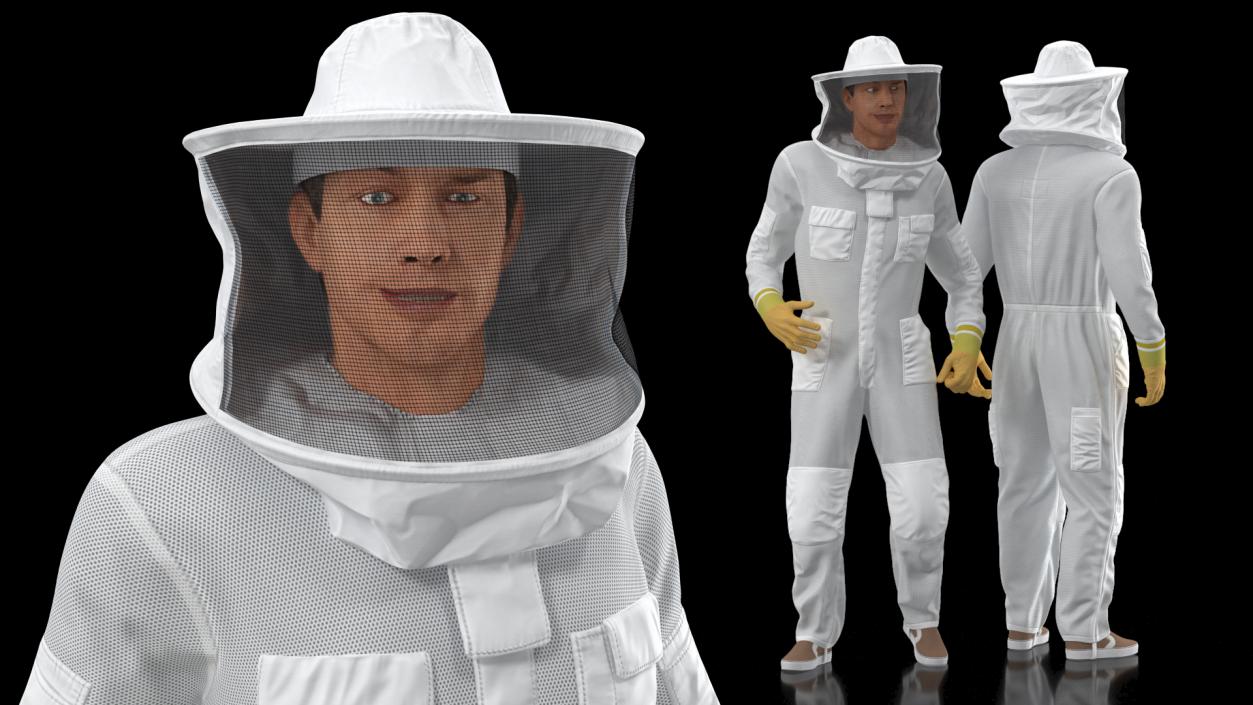 Man wearing Beekeeping Suit Rigged 3D model