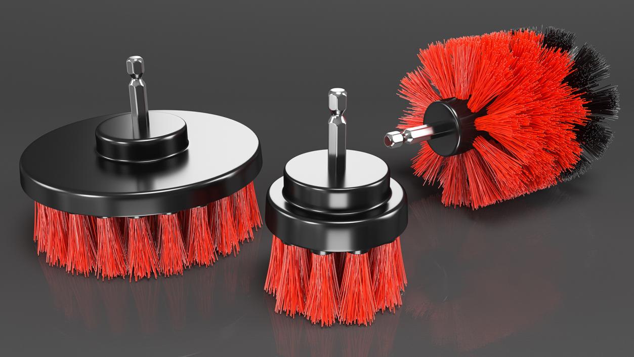 Three Piece Drill Brush Set 3D