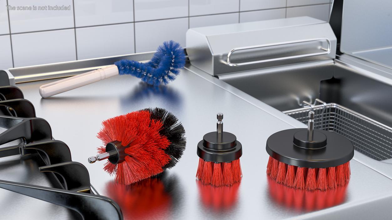 Three Piece Drill Brush Set 3D