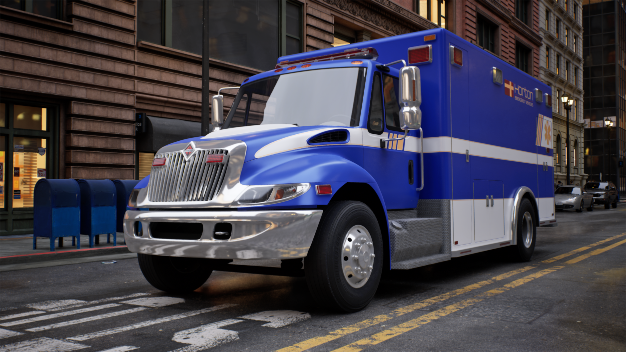 3D model International Durastar Ambulance Truck Rigged