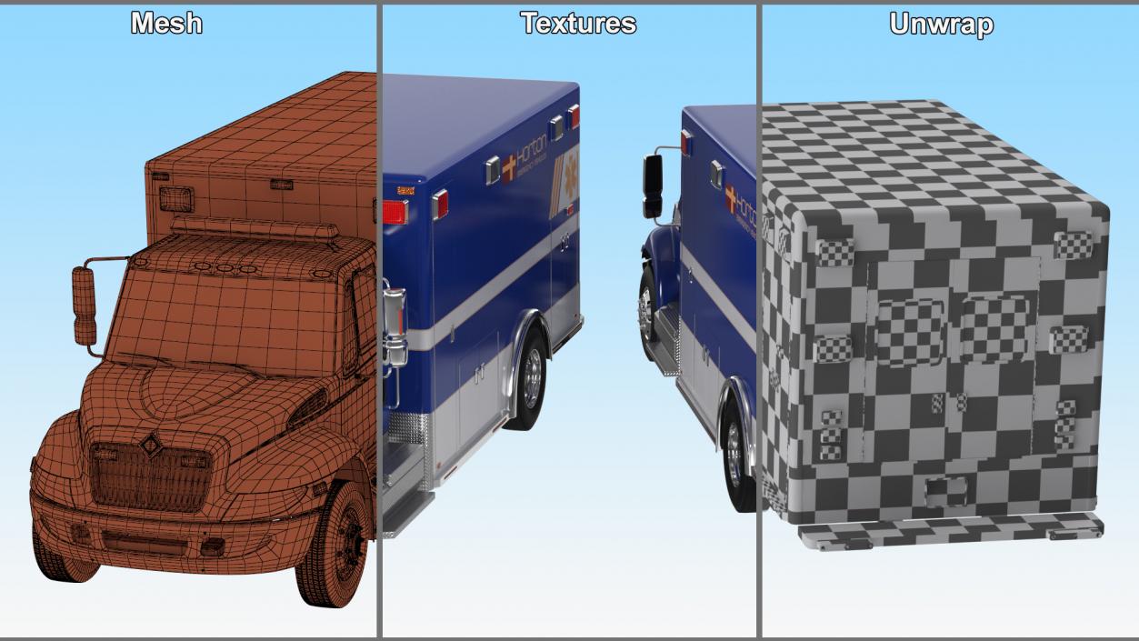 3D model International Durastar Ambulance Truck Rigged