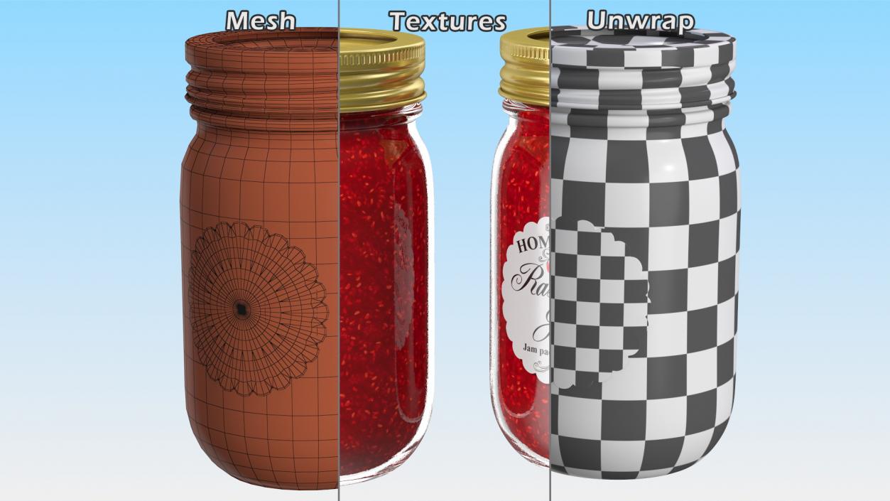 3D model Fruit Jam Jars Collection