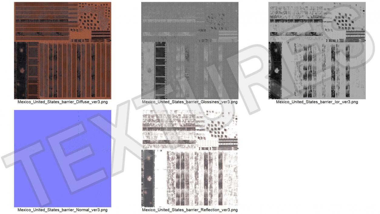 3D Mexico United States Barrier model