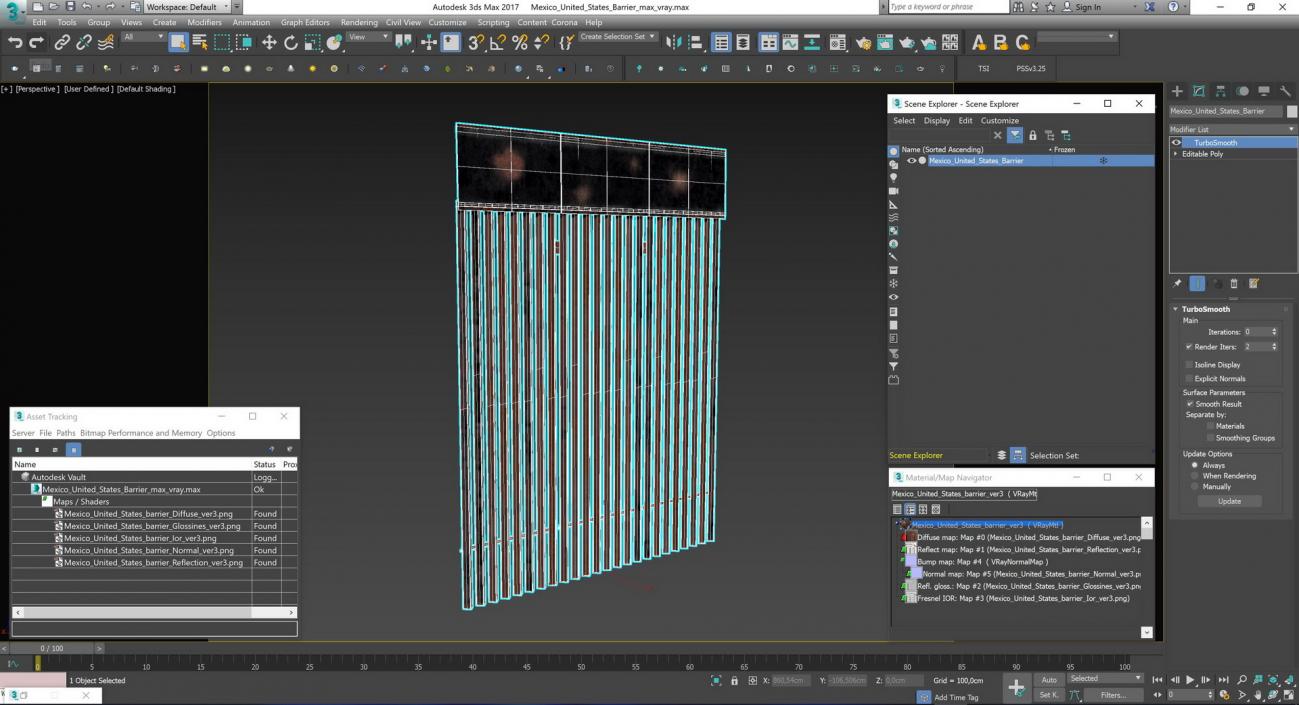 3D Mexico United States Barrier model