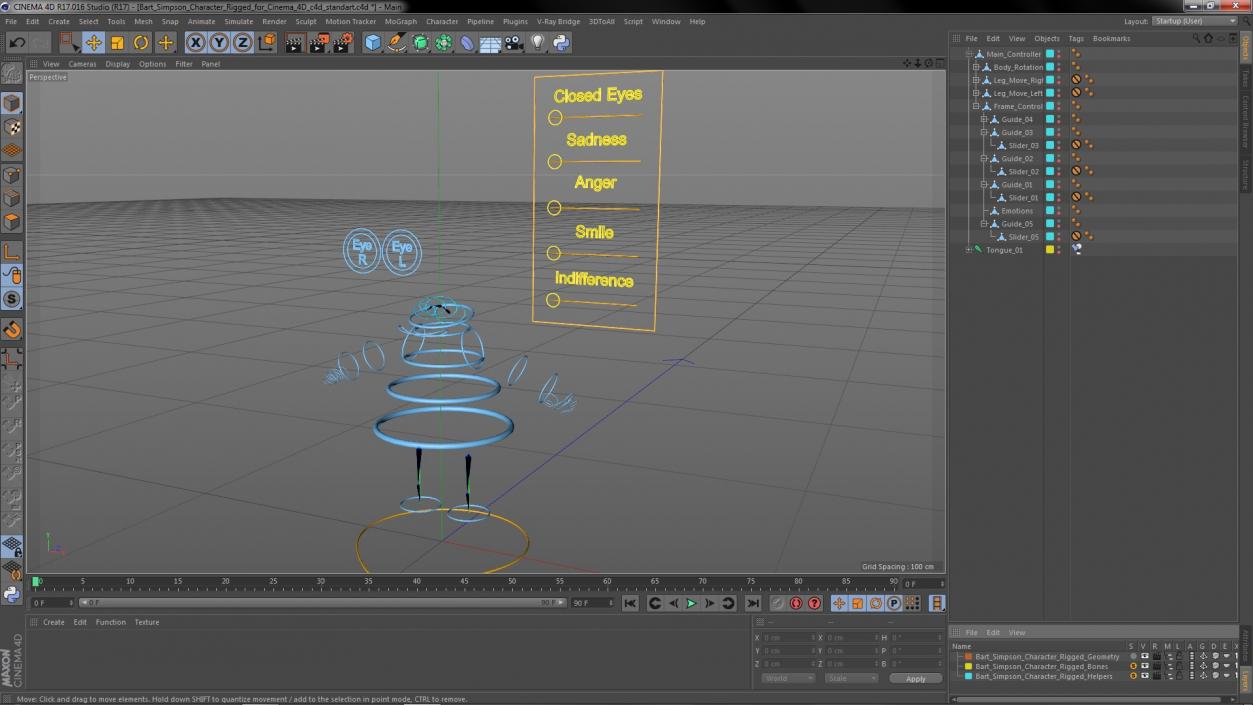 3D Bart Simpson Character Rigged for Cinema 4D model