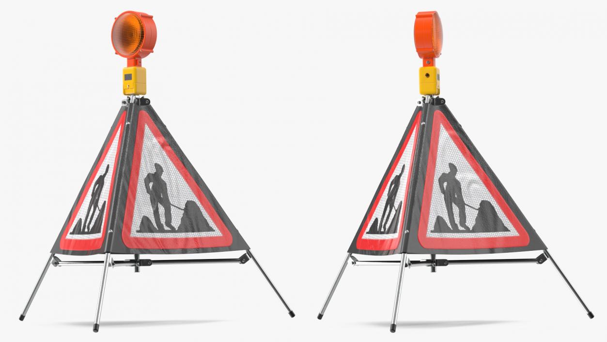 3D model Three Sided Traffic Sign Road Works