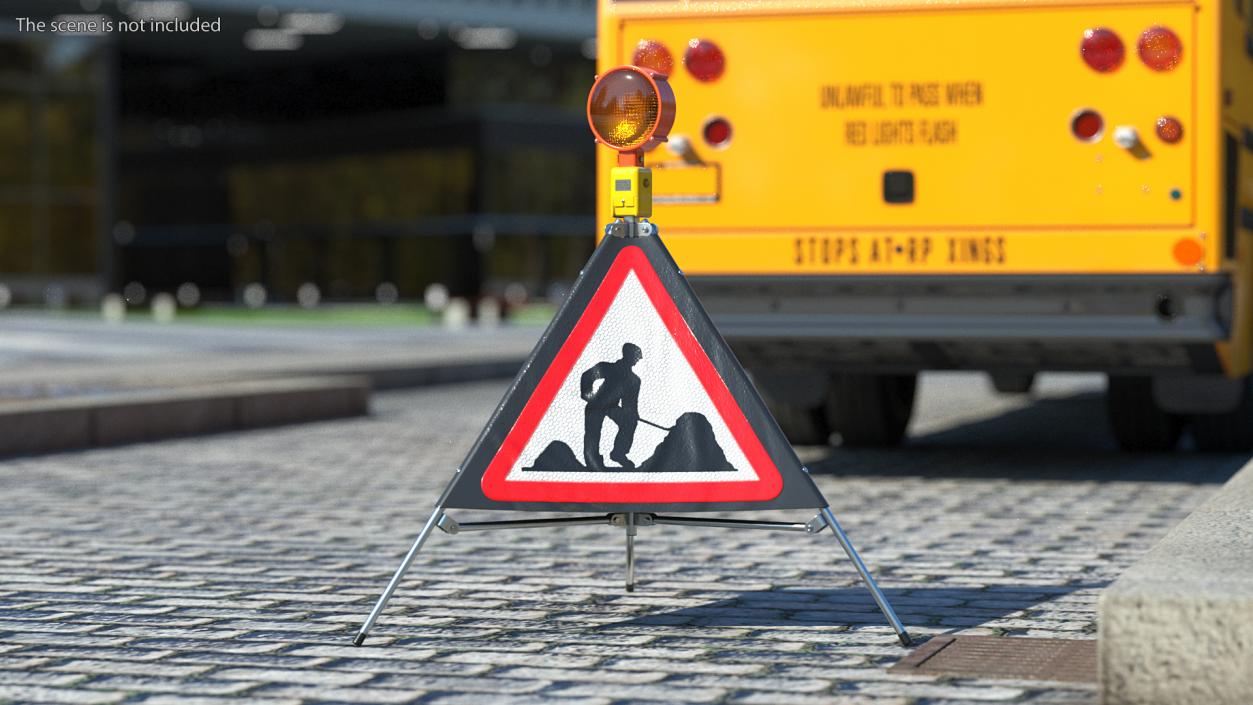 3D model Three Sided Traffic Sign Road Works