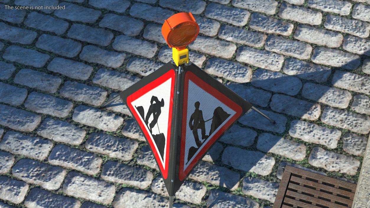 3D model Three Sided Traffic Sign Road Works