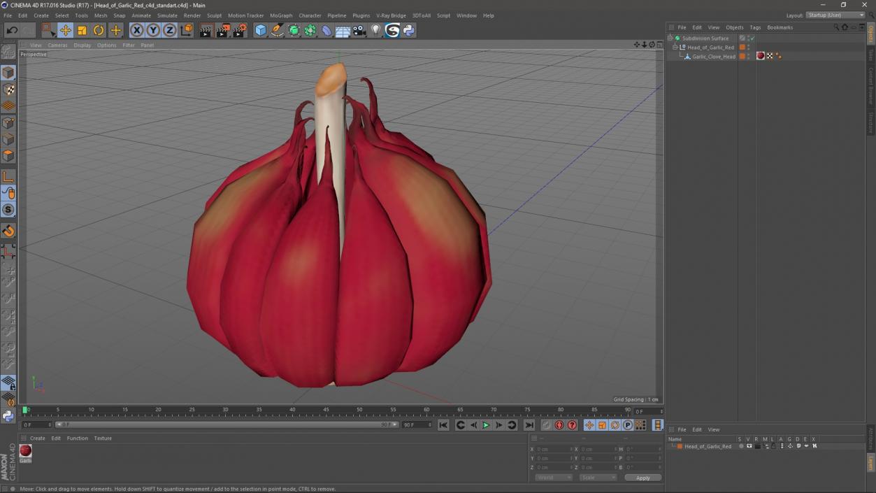 3D Head of Garlic Red model