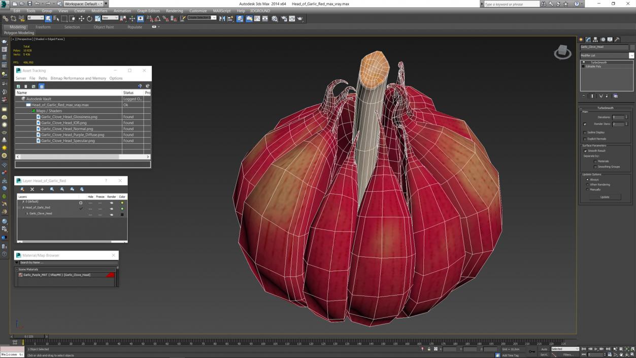 3D Head of Garlic Red model