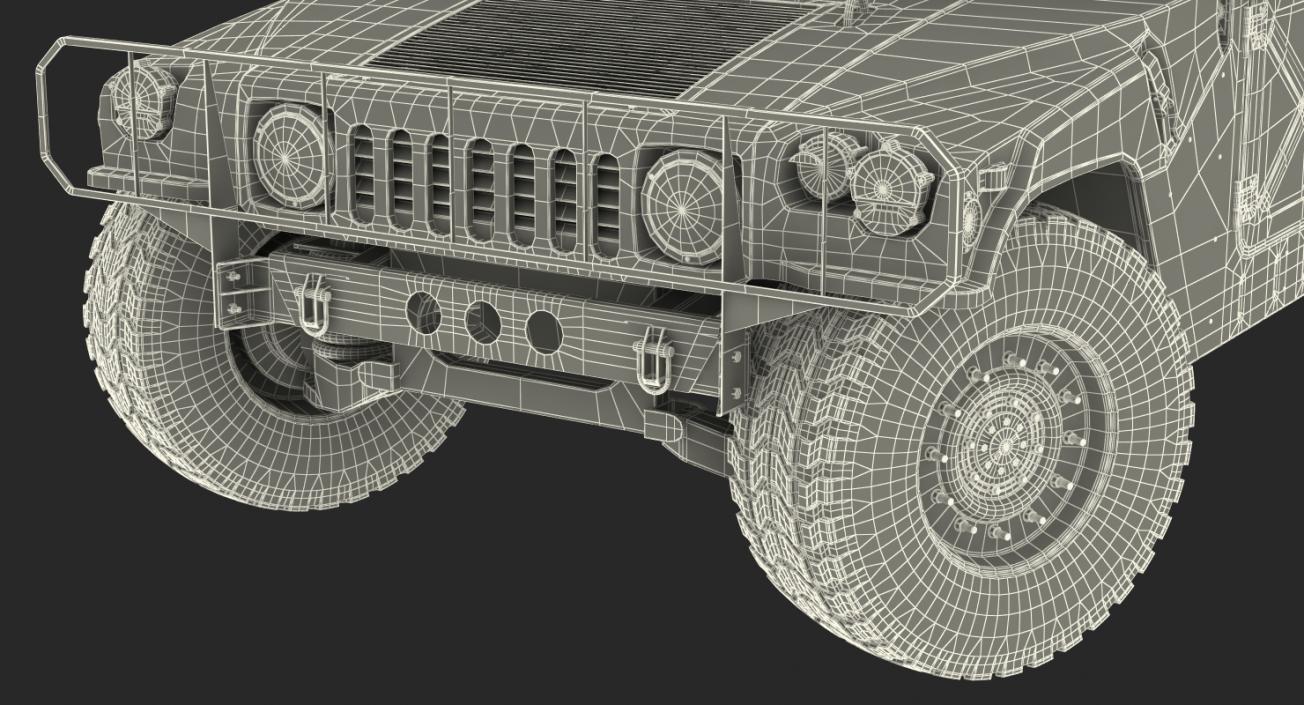 3D Maxi Ambulance Military Car HMMWV m997 Rigged Green