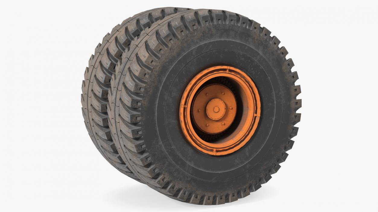 3D Dump Truck Double Wheel model