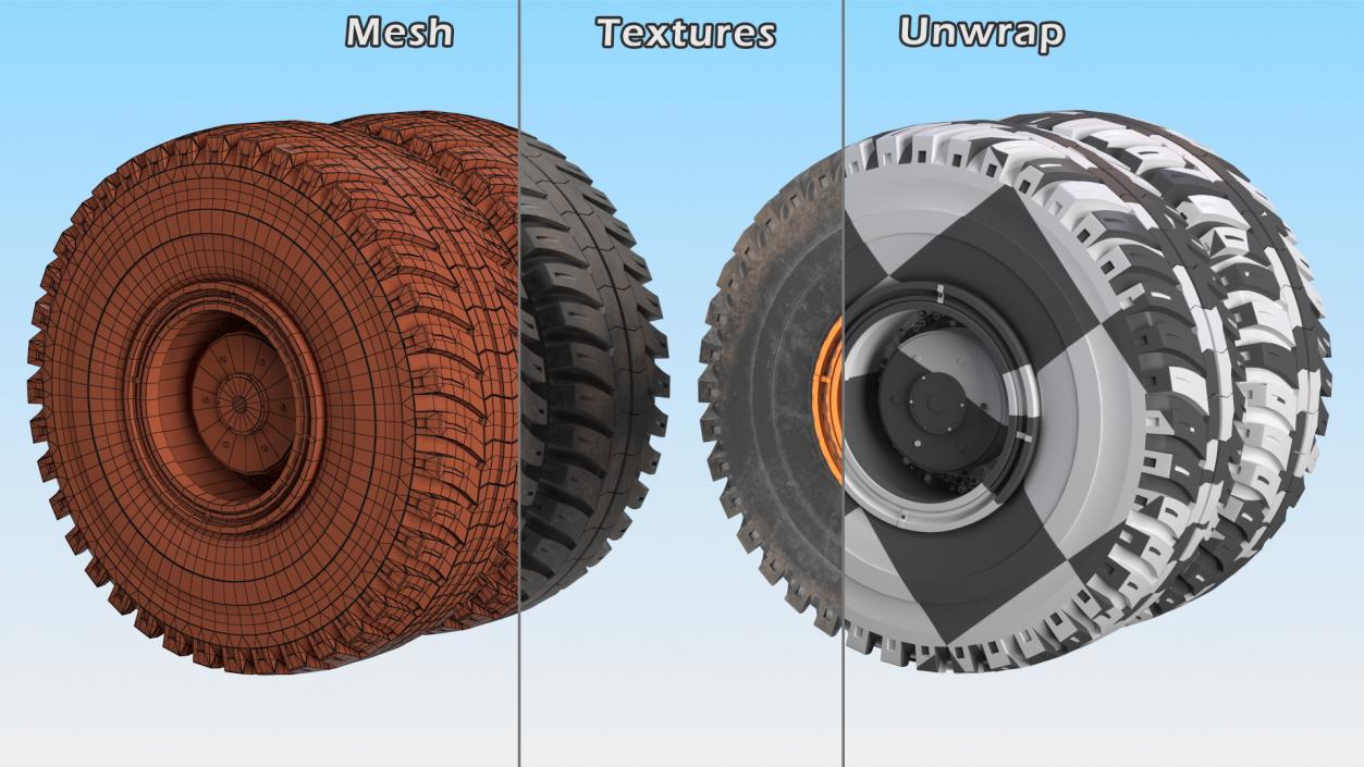 3D Dump Truck Double Wheel model