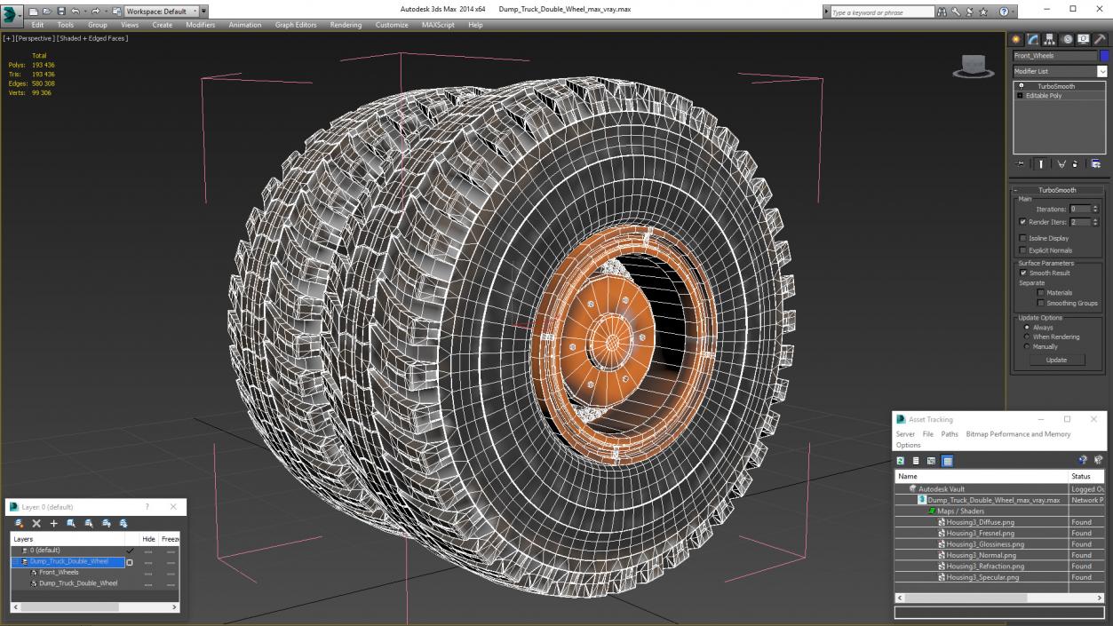 3D Dump Truck Double Wheel model