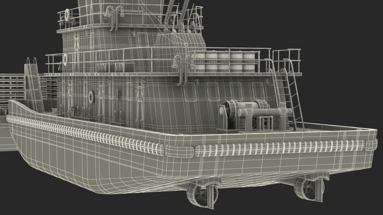 Push Boat Ship with Pontoon Barge Loaded Concrete Slab 3D model