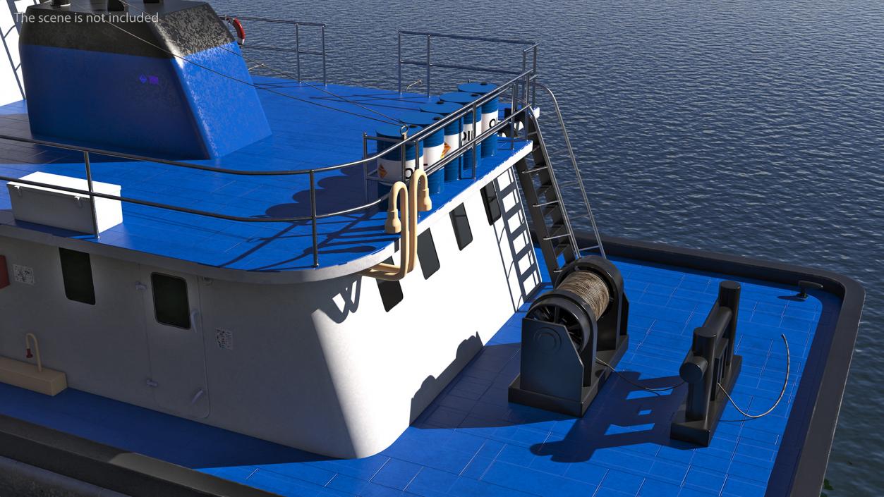 Push Boat Ship with Pontoon Barge Loaded Concrete Slab 3D model