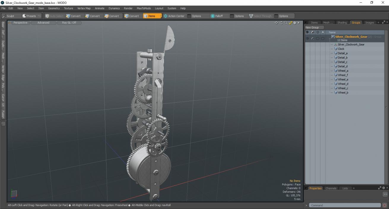 3D Silver Clockwork Gear 2 model