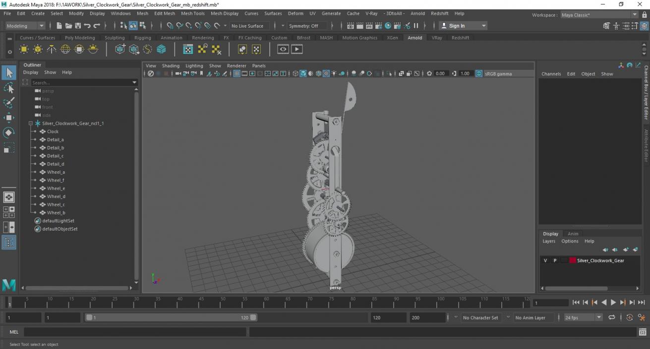 3D Silver Clockwork Gear 2 model