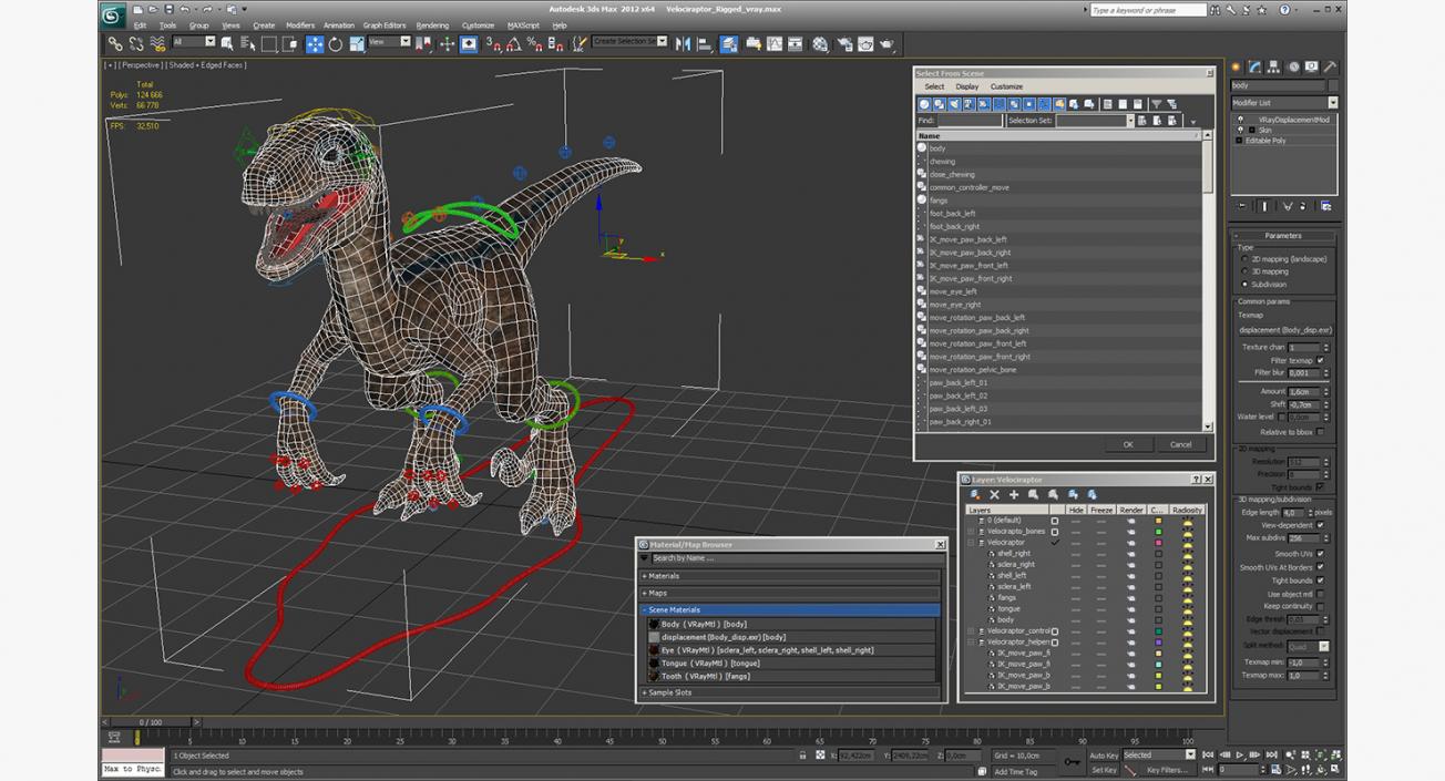 Velociraptor Rigged 3D model