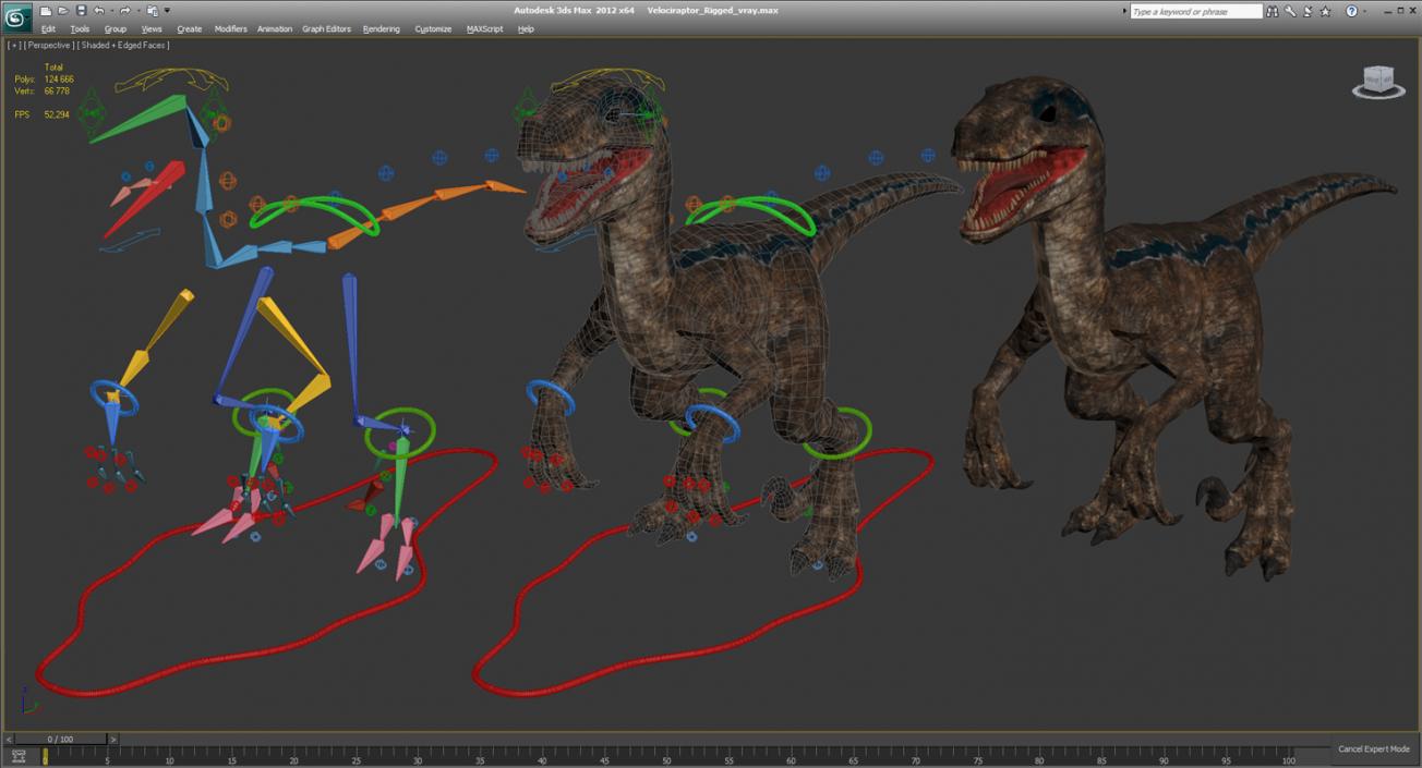 Velociraptor Rigged 3D model