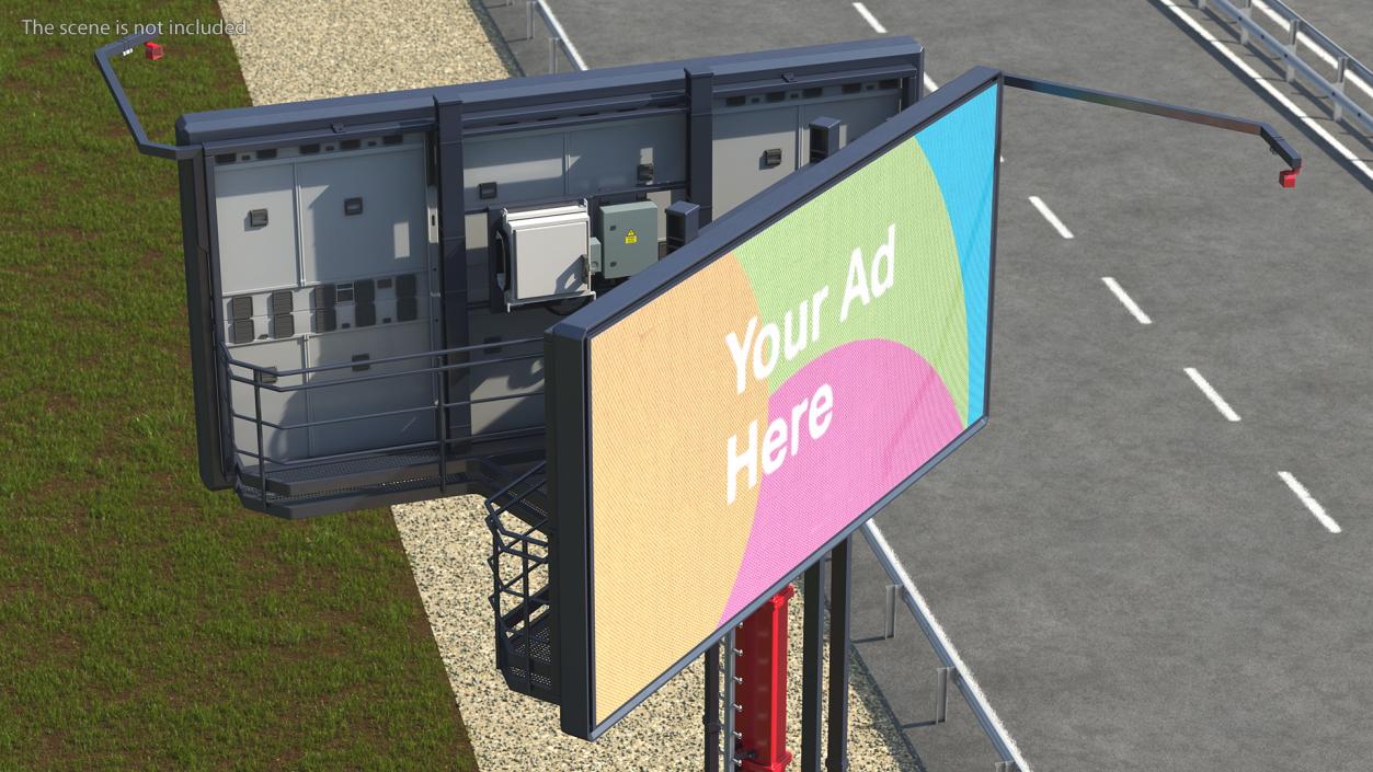 3D model V-Shaped Digital Billboard 6x3