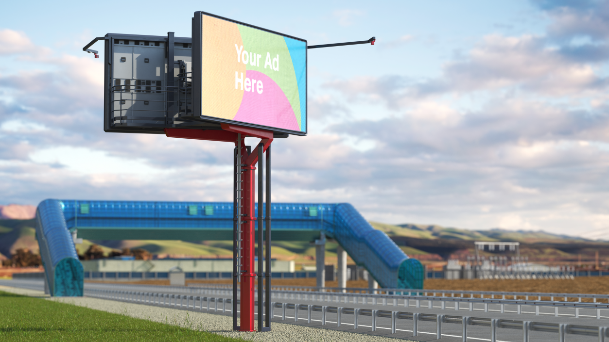 3D model V-Shaped Digital Billboard 6x3