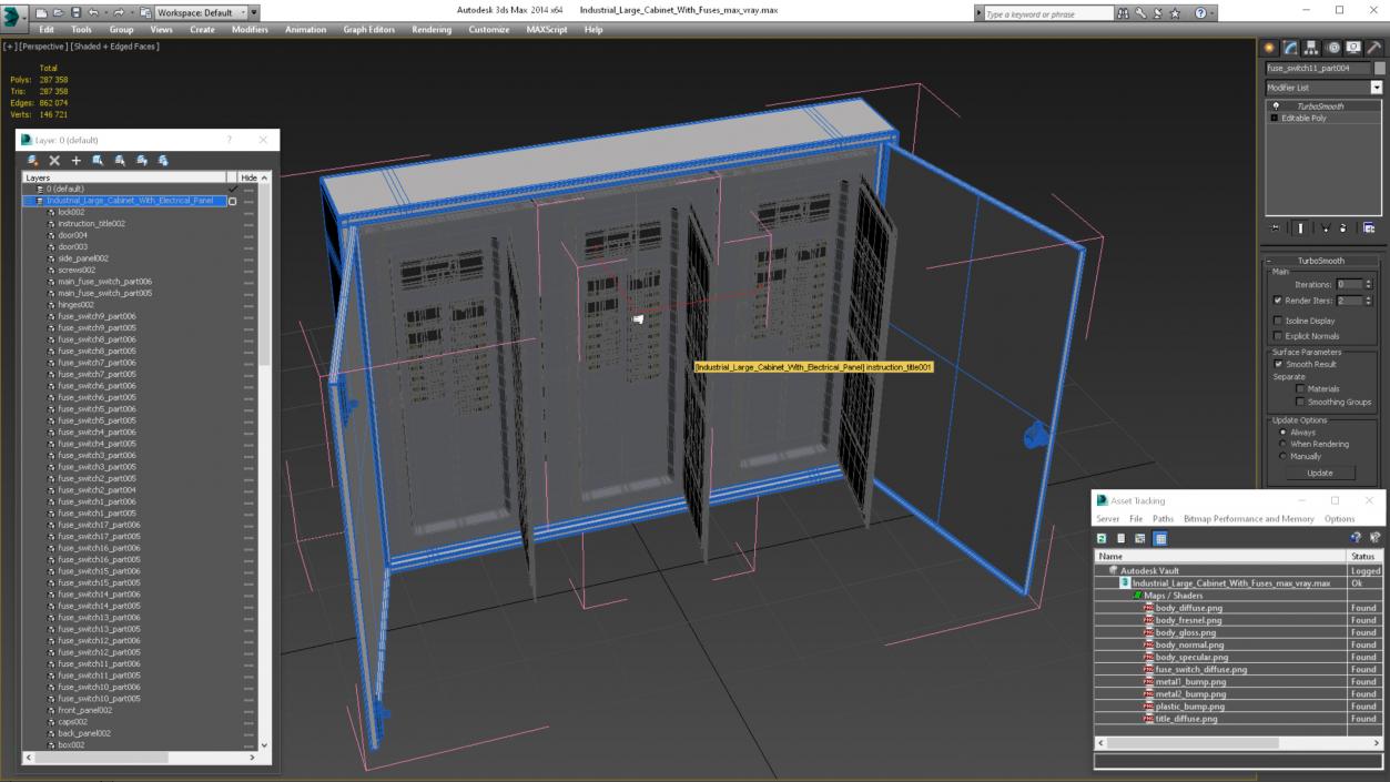 3D model Industrial Large Cabinet With Fuses