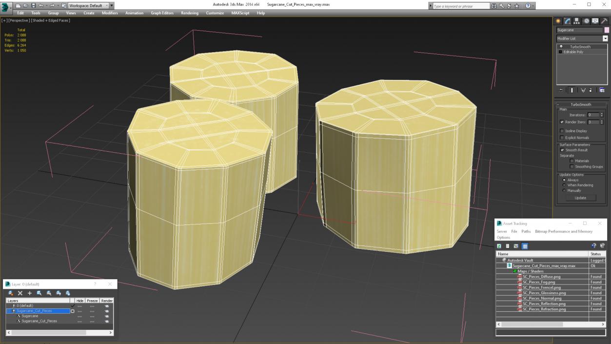 3D model Sugarcane Cut Pieces