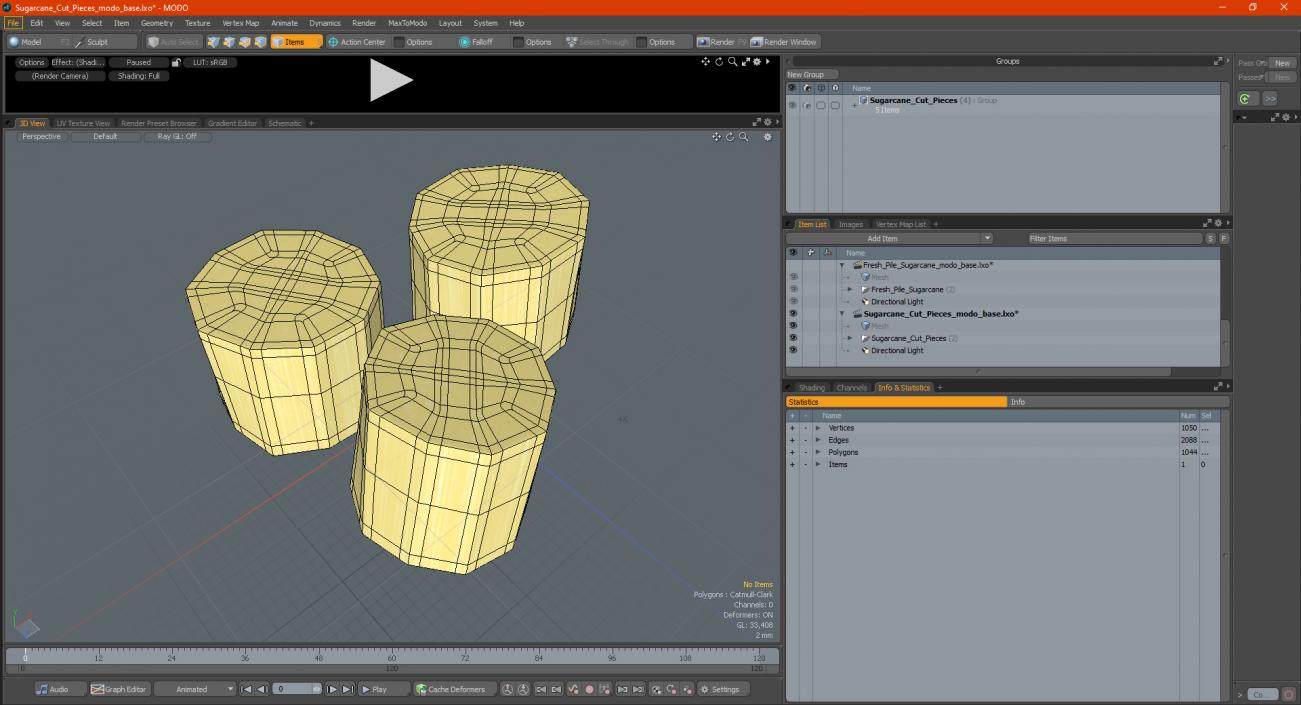 3D model Sugarcane Cut Pieces