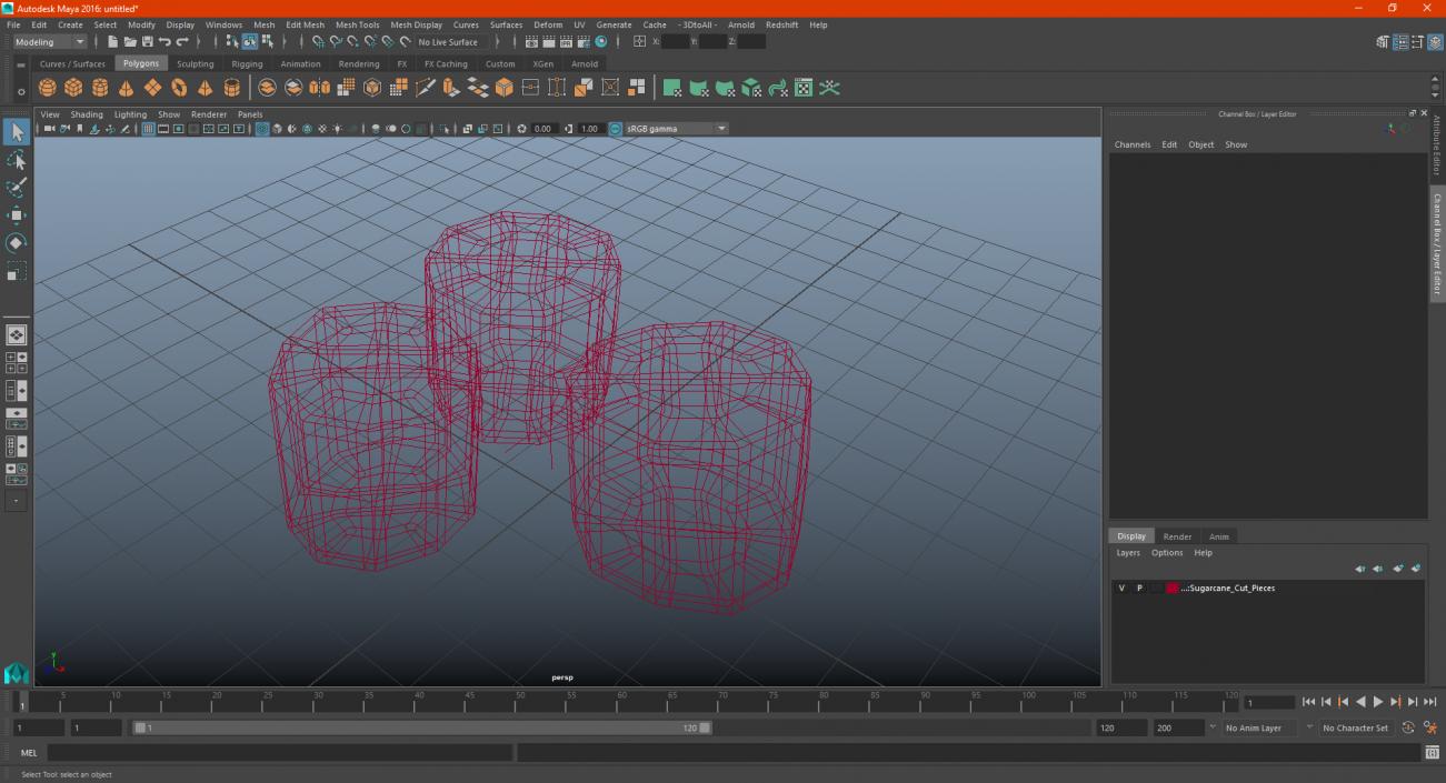 3D model Sugarcane Cut Pieces