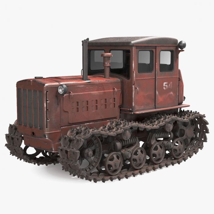 Old Rusty Soviet Crawler Tractor DT54 3D