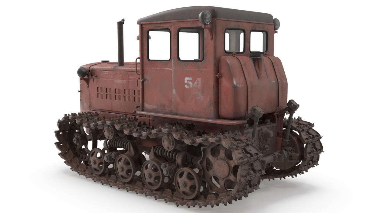 Old Rusty Soviet Crawler Tractor DT54 3D