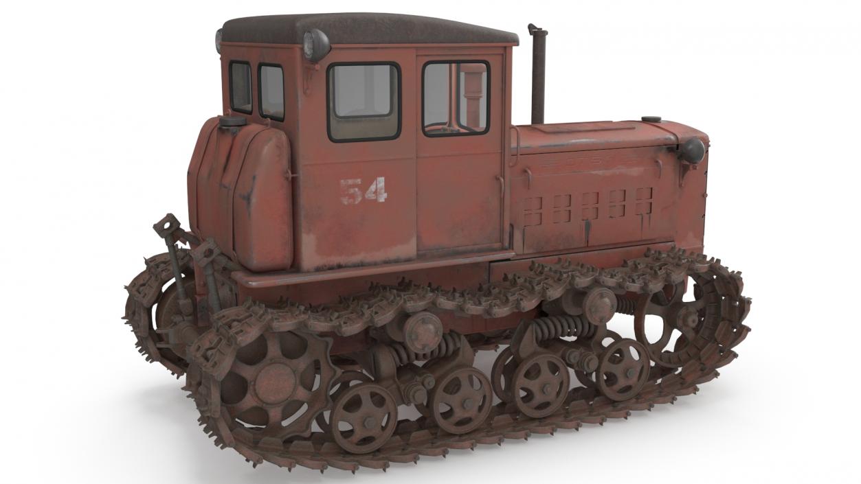 Old Rusty Soviet Crawler Tractor DT54 3D