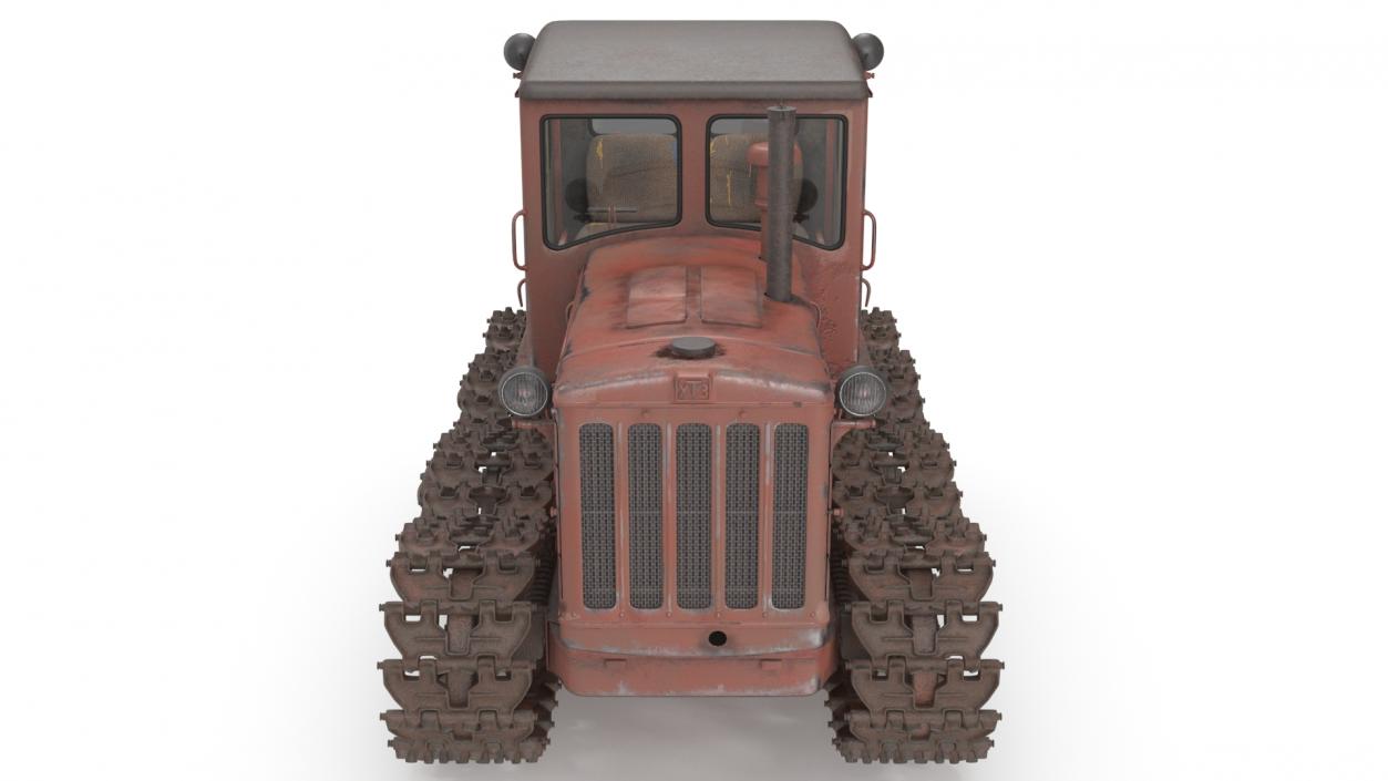 Old Rusty Soviet Crawler Tractor DT54 3D