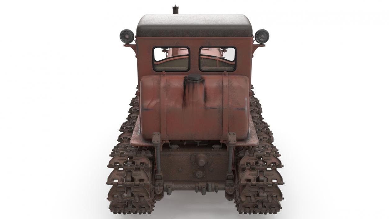 Old Rusty Soviet Crawler Tractor DT54 3D