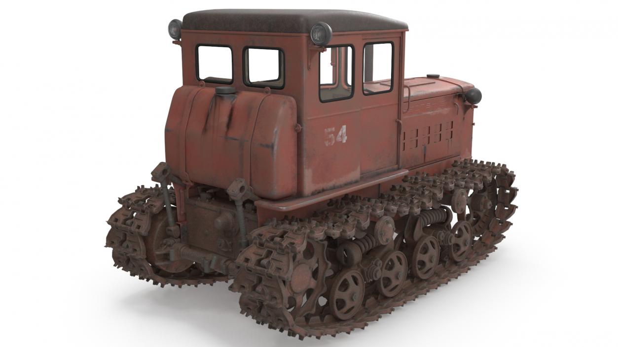 Old Rusty Soviet Crawler Tractor DT54 3D