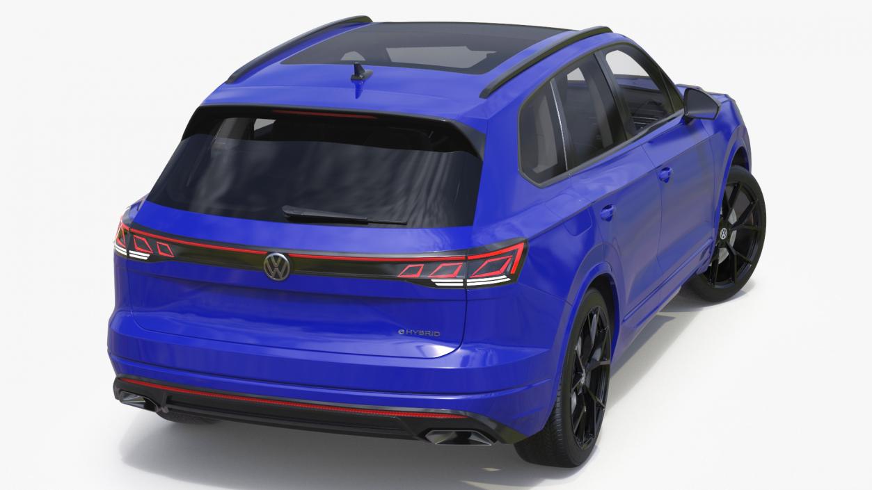 Volkswagen Touareg 2024 Blue Lights On Rigged for Cinema 4D 3D model