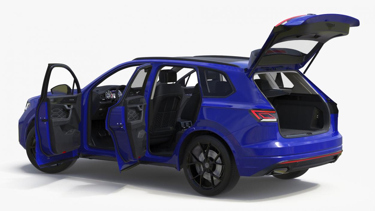 Volkswagen Touareg 2024 Blue Lights On Rigged for Cinema 4D 3D model