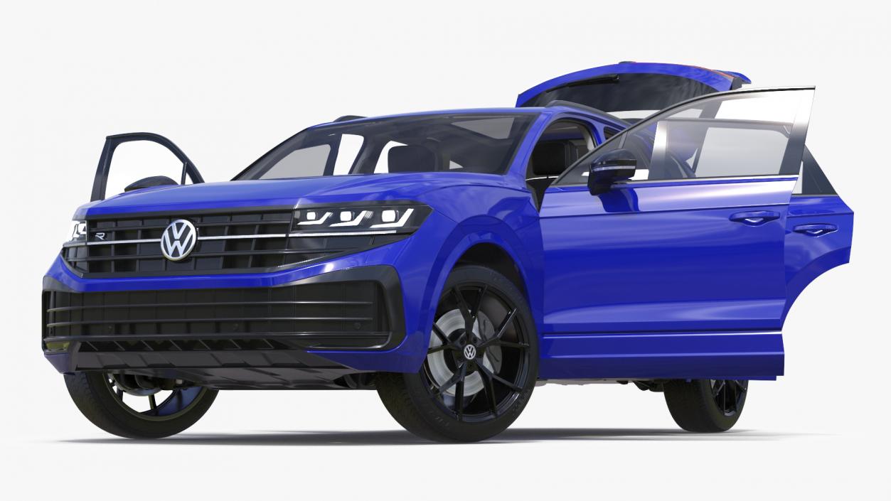 Volkswagen Touareg 2024 Blue Lights On Rigged for Cinema 4D 3D model