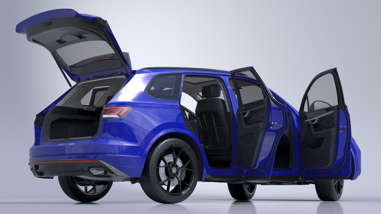 Volkswagen Touareg 2024 Blue Lights On Rigged for Cinema 4D 3D model