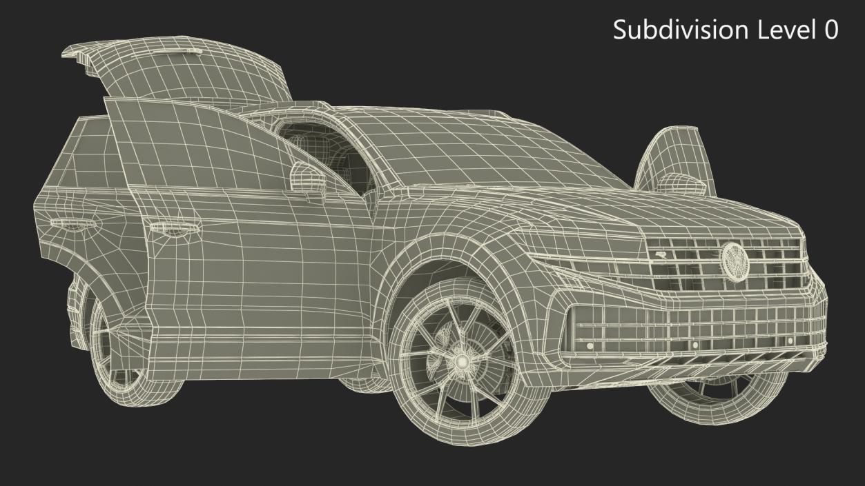 Volkswagen Touareg 2024 Blue Lights On Rigged for Cinema 4D 3D model