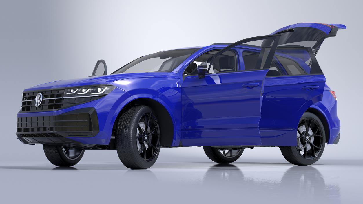 Volkswagen Touareg 2024 Blue Lights On Rigged for Cinema 4D 3D model