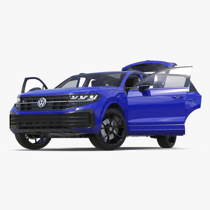 Volkswagen Touareg 2024 Blue Lights On Rigged for Cinema 4D 3D model