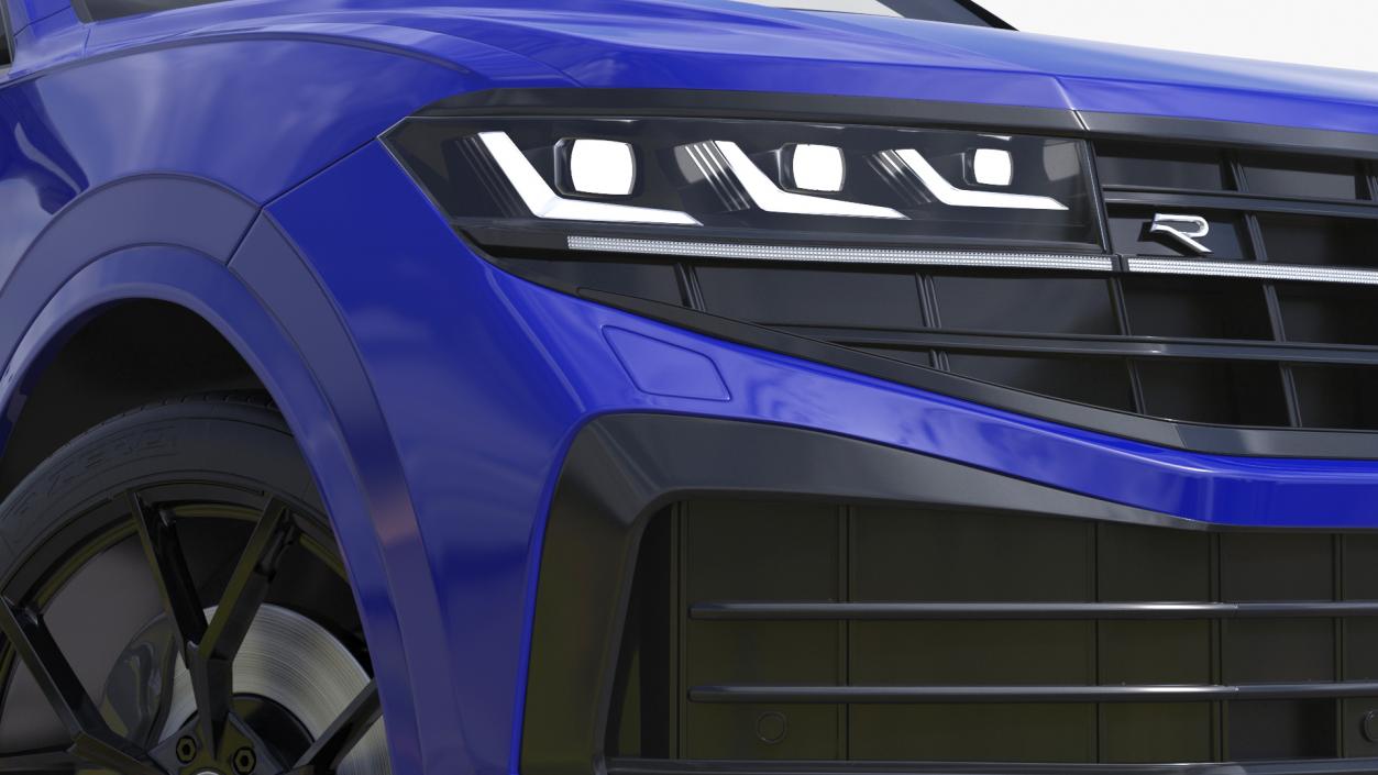 Volkswagen Touareg 2024 Blue Lights On Rigged for Cinema 4D 3D model